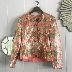 Vintage Lillie Rubin Pink Metallic Floral Baroque Jacket